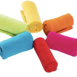 (Multicolor, Pack of 6-50 x 60 inch)  Fleece Throw Blankets Lightweight Warm Soft Cozy Pet-Friendly Bulk Fleece Throw Blanket Kids Solid for Home Bed,