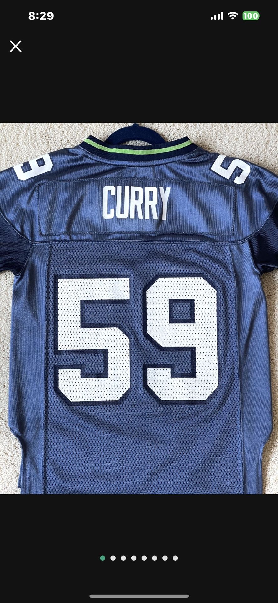Reebok NFL Seahawks #59 Curry Jersey Kids Small/ 8