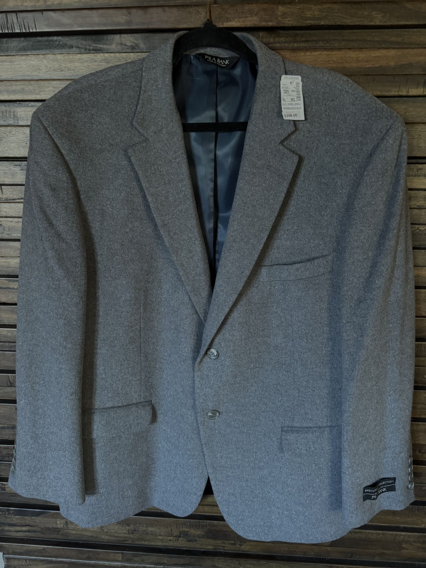 New Jos A Bank Gray Tailored Fit Wool Blazer Sport Jacket 48R Executive Collecti