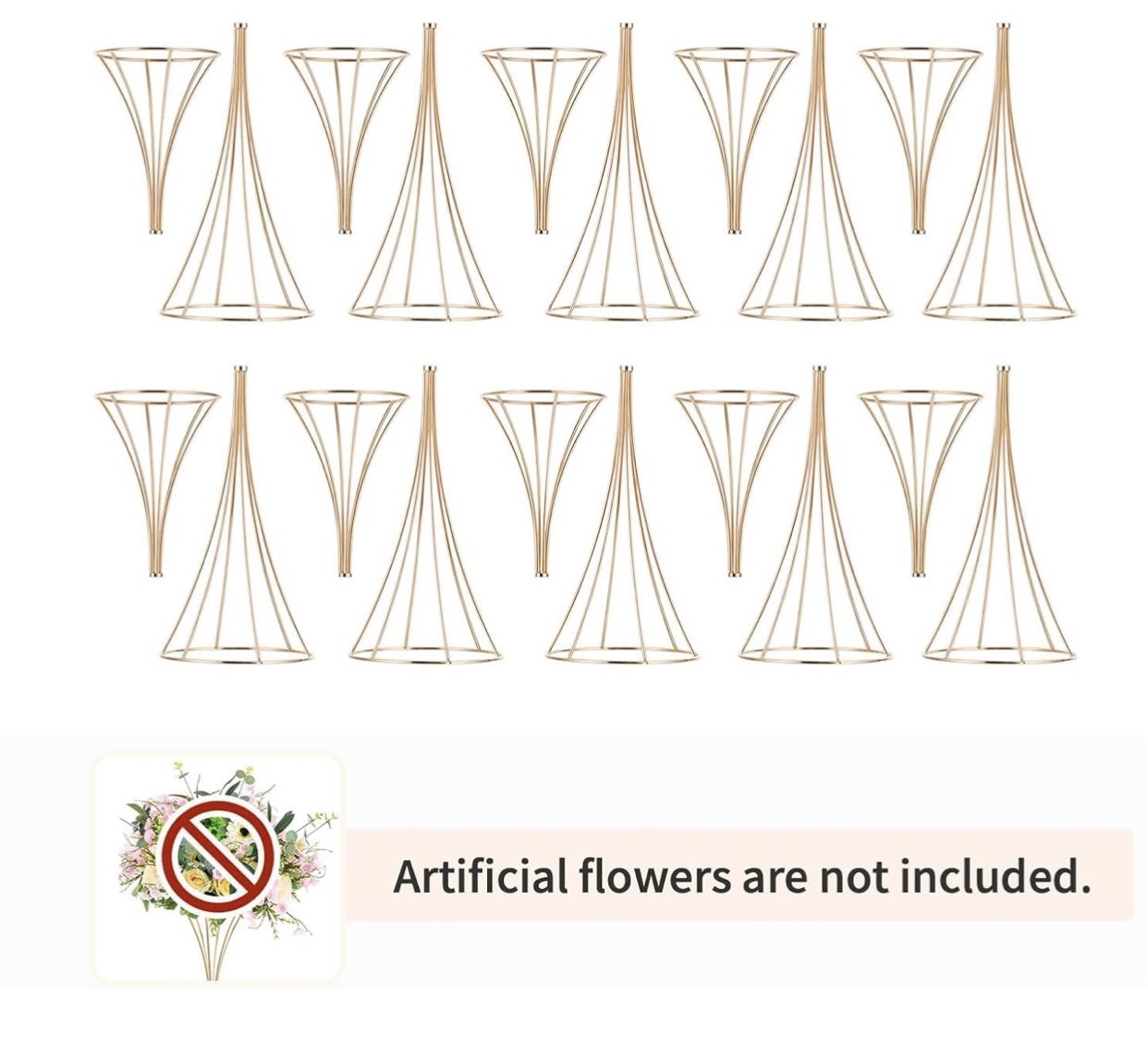 NEW! 10 Pcs GOLD Trumpet Vases, 26in Tall Metal, Wedding Tables Centerpieces (Flowers NOT INCLUDED)