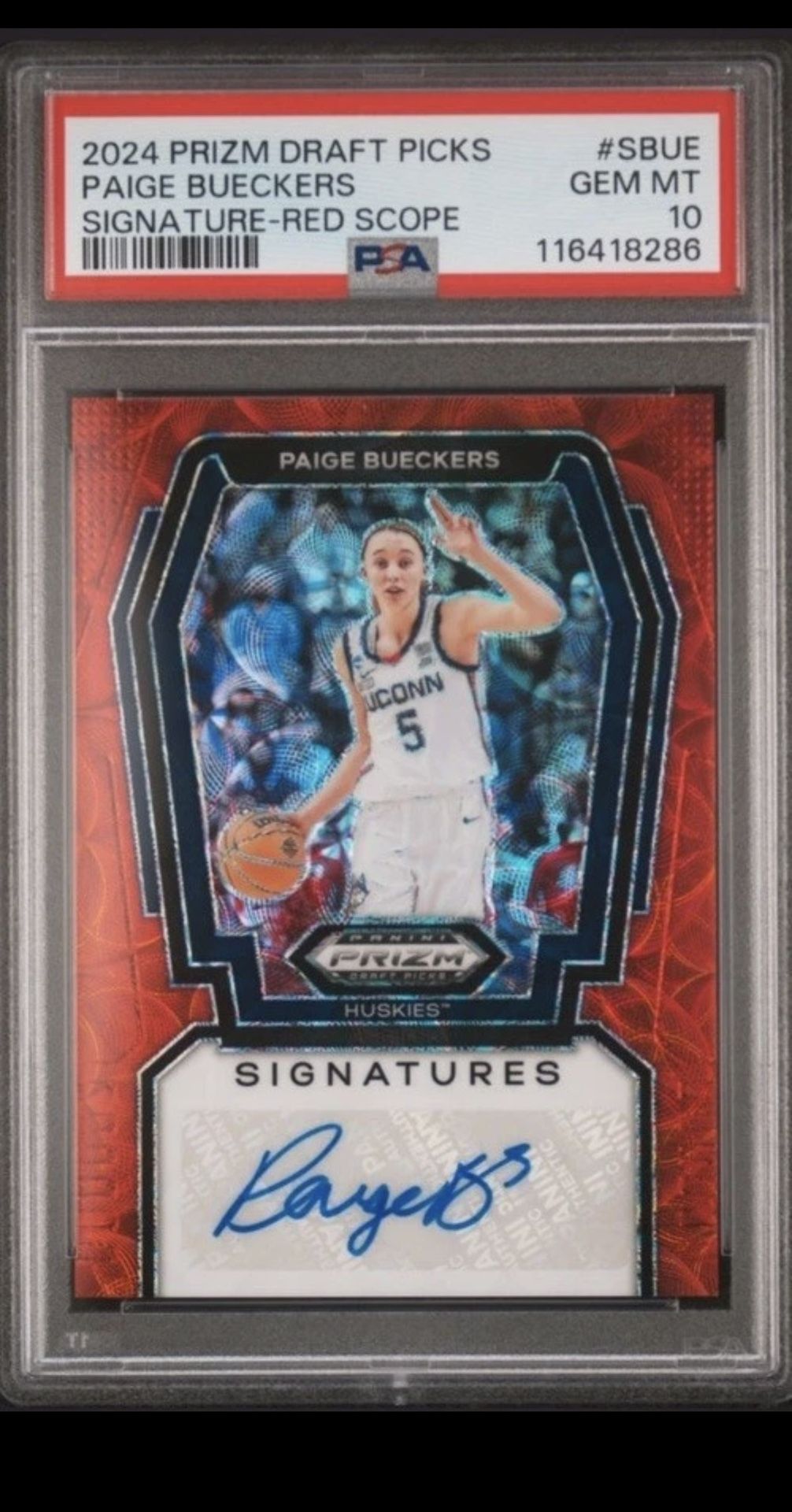 2024 Panini Draft Picks Signatures Paige Bueckers 44/88 Red Scope PSA GEM 10