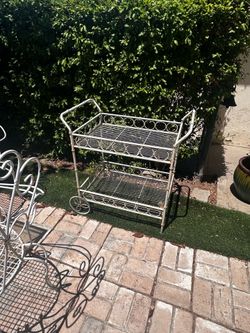White vintage metal cart