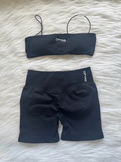 DFYNE Black Bandeau Top & Bike Shorts Set