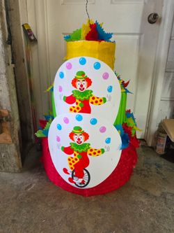 CUSTOM Clown three tier pinata with balls