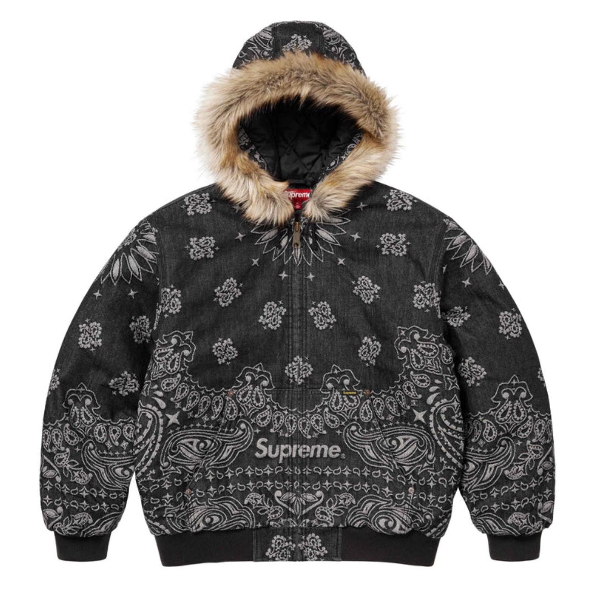 Supreme Bandana Jacquard Denim Hooded Work Jacket