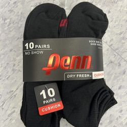 NWT Penn men's cushion no show socks 10 Pairs