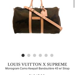 Louis Vuitton X Supreme Camo Monogram Duffle Bag