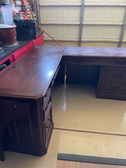 L- Shaped brown desk