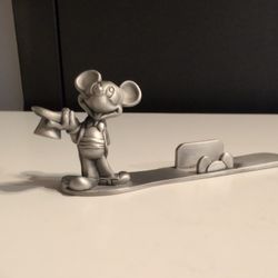 Vintage Disney Mickey Mouse Pewter Statue Figurine Business Card Holder