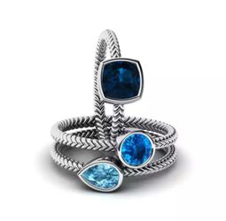 3-in-1 Promise Sapphire Ring Sets 925 Silver AAAA Zircon Cz