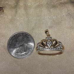 Two-tone Sterling Silver Crown Pendant