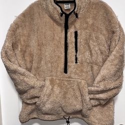 VS Pink oversized half-zip pullover teddy sweatshirt Jacket XL