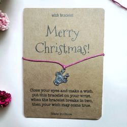 Wish Reindeer Pink String Christmas Bracelet