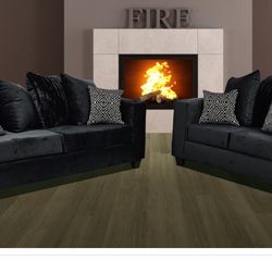 Riviera Black Sofa And Loveseat 