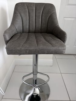 Set of 2 Modern Adjustable Bar Stools – Gray