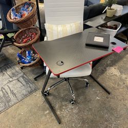 Small Gaming Desk $49 White Leather Desk Chair $69 Each 