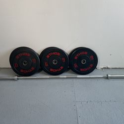 7' Olympic Bar & 6 Weights