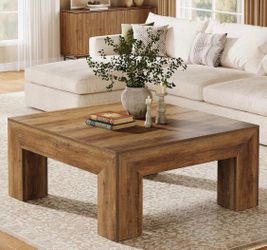 39.4-Inch Square Coffee Table for Living Room, Farmhouse All MDF Accent Center Cocktail T