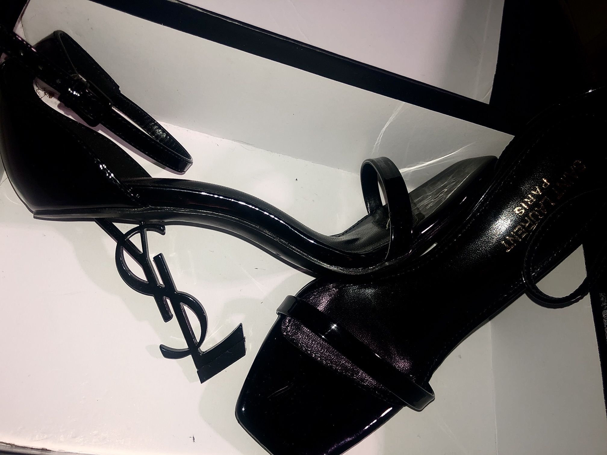 Ysl Heels Patent Black New In Box With Bag