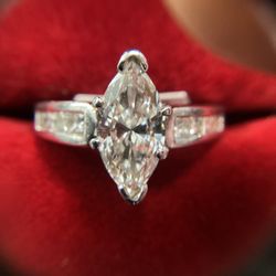 Lady’s Platinum 2.0ctw  Marquise Engagement Ring Sz.5 1/2 