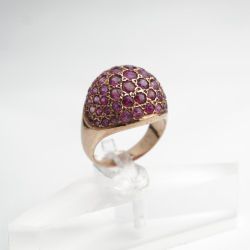 12K Yellow Gold Ruby Dome Ring US Size 7.25
