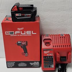 Milwaukee M18 FUEL GEN-2 18V Lithium-Ion Brushless Cordless Mid Torque 1/2 in. Impact Wrench F Ring w/5.0Ah Starter Kit Brand New 