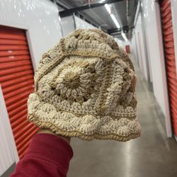 Crème And Brown Crocheted Hat