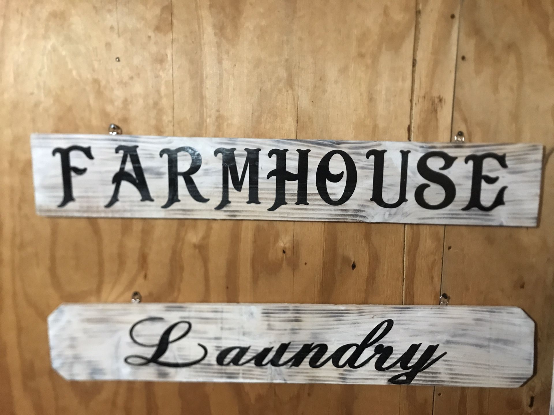 Farmhouse and laundry wood sign