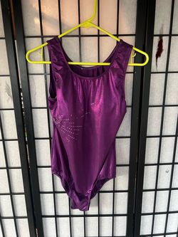 Purple Metallic Gymnastics Leotard with Rhinestones