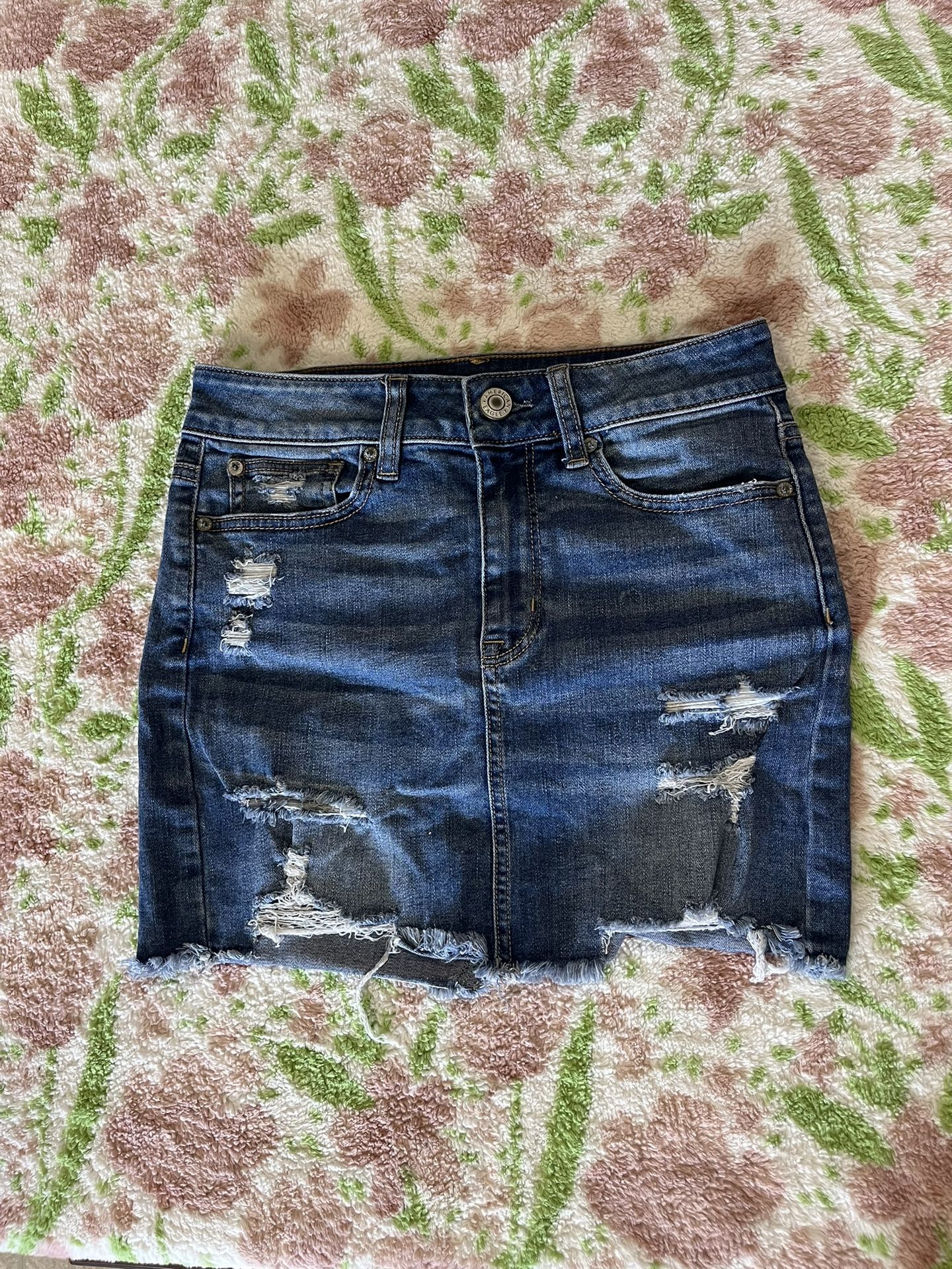 distressed denim mini skirt - American Eagle 