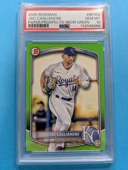 2025 Bowman🔥 Jac Caglianone 🔥Paper Prospects Neon Green Gem Mint 10