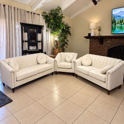 Modern 3 piece living room sofa and loveseat with chair