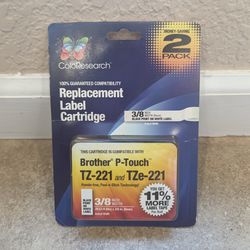 2 Pack Brother Compatible P-Touch TZ-221 TZz-221 Tape 3/8in x 29.53ft ColoResear