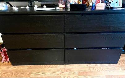 DARK BROWN AND QUEEN BED FRAME