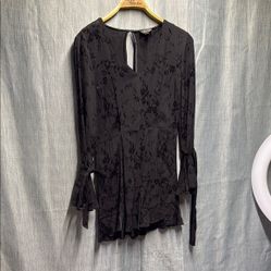 Topshop Black Floral Long Sleeve Dress size 2
