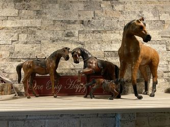4 Leather Horses 