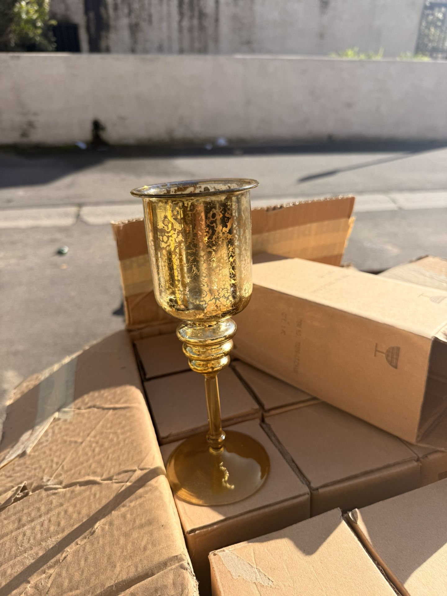 Gold Mercury Glass Stem Votive