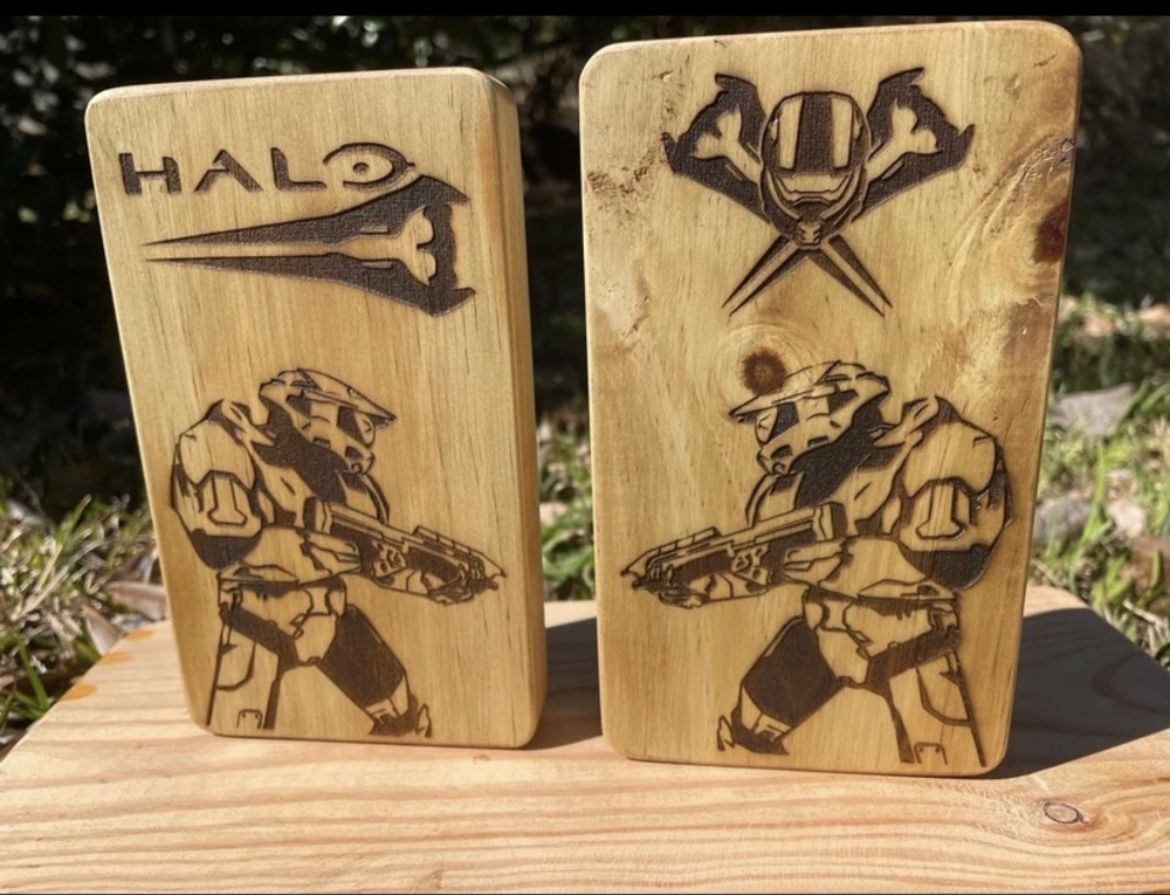 Halo Standing or Hanging Laser Engraved Wood Signs