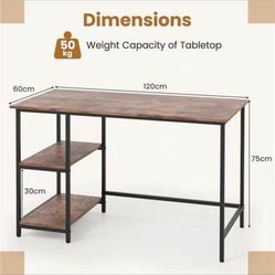 Computer Desk with Storage Shelves （Brand New）