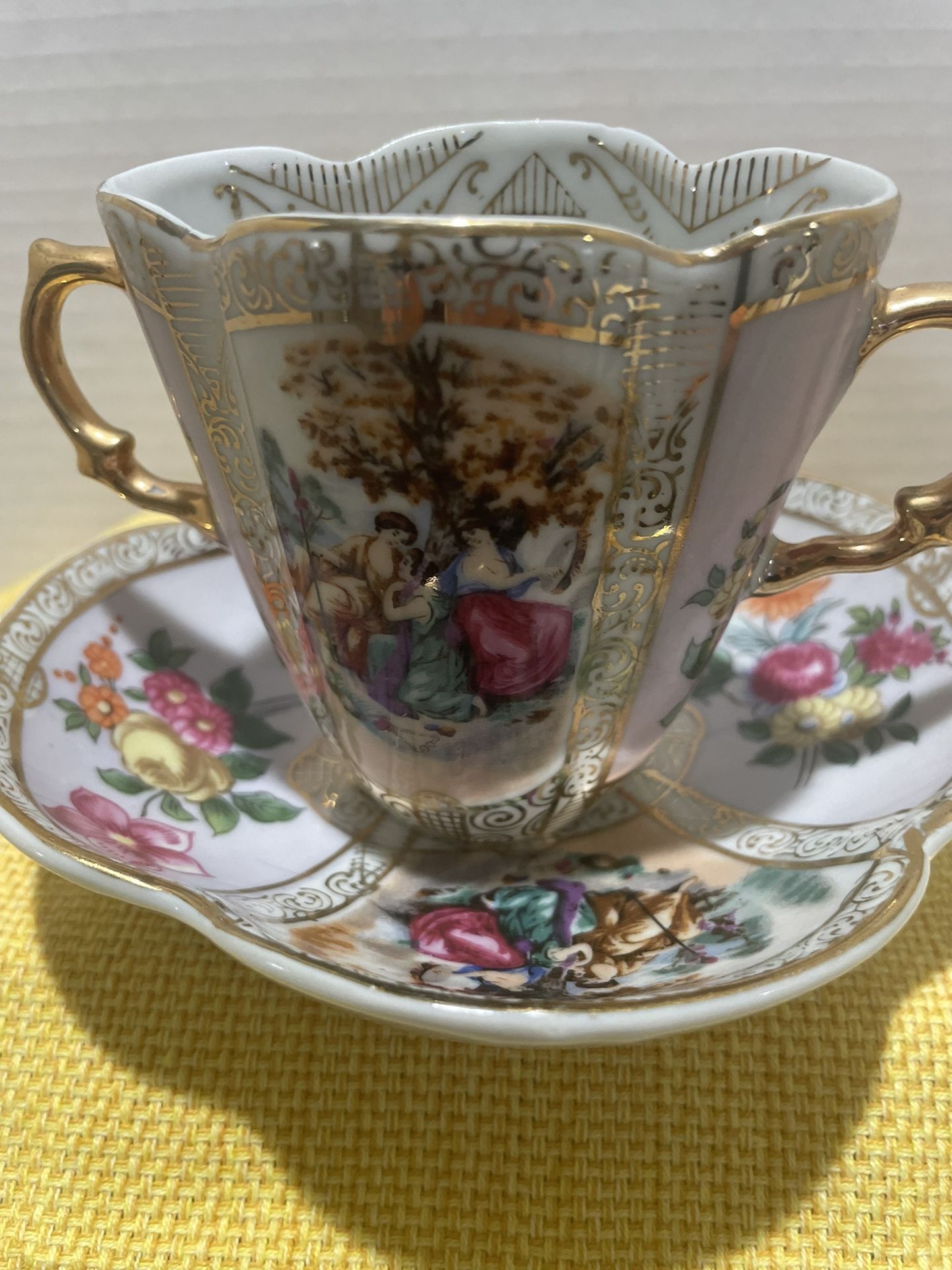 Dresden Porcelain Cup & Saucer Wolfsohn Meissen