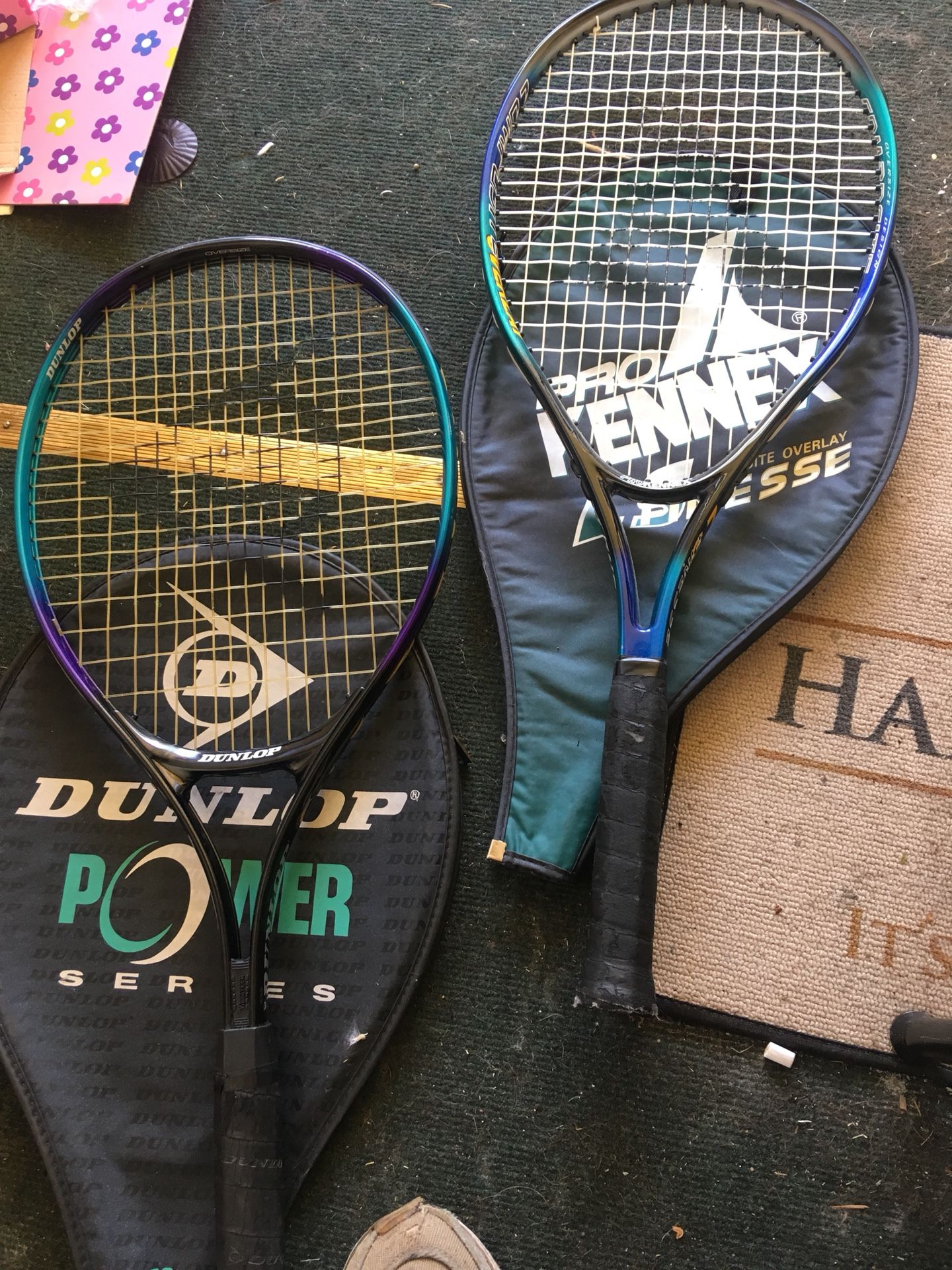 Tennis rackets. (Dunlop; Pro Kennex)