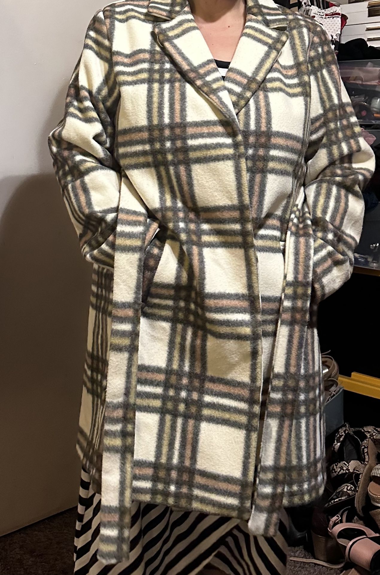 Plaid Trench Coat