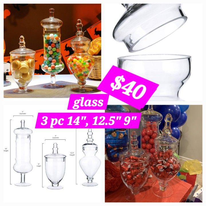 Apothecary Jars Glass 3pk Diamond Star