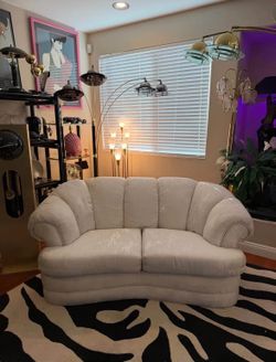 1980s Postmodern Clamshell Curved Channeled Sofa