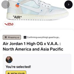 Off-White x Nike Air Jordan 1 High OG “Alaska”  Size 11