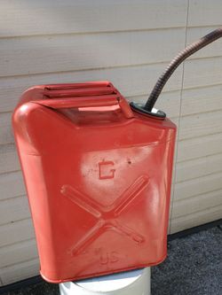 Vintage Red Metal Military 5gallon Jerry Can with Spout