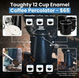Coffee Percolator, Camping Stovetop Coffee Pot, Black