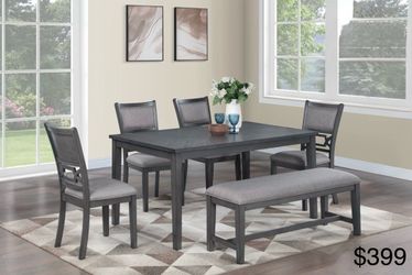 Dining table set with bench