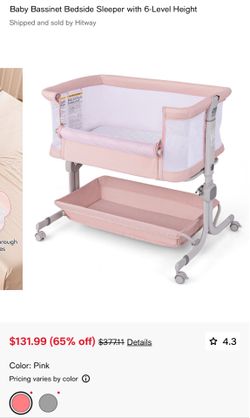 Baby Bassinet Bedside Sleeper with 6-Level Height