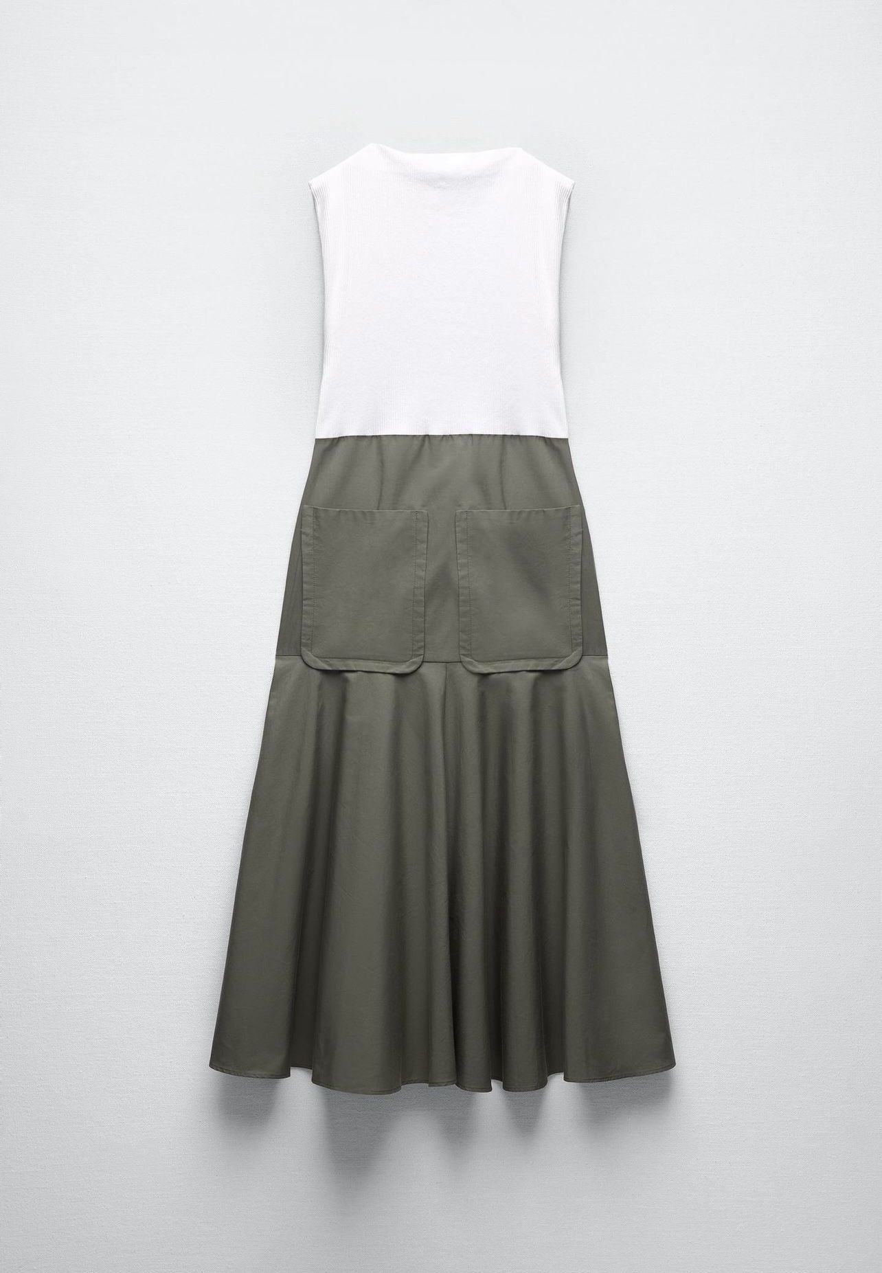 Zara women long white green dress Medium